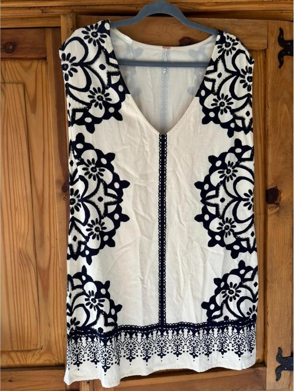 Free People sz M new with tags boho festival shift mini dress beige floral newAA